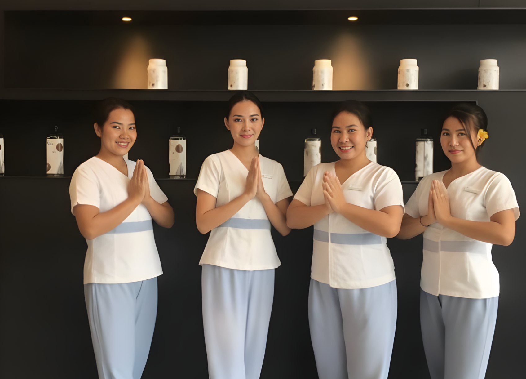 The Care Day Spa therapist team welcoming guests
